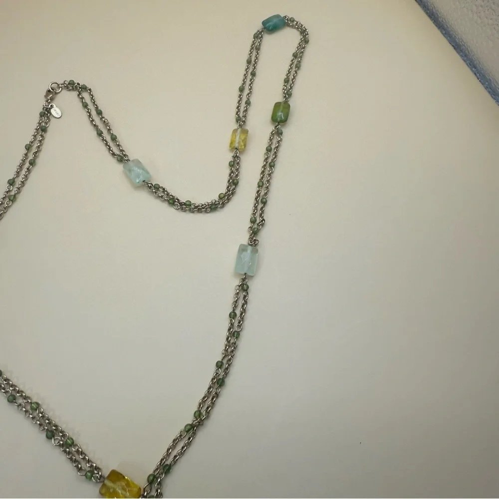 Vintage Monet 36” Gold Tone Necklace Multi Color Glass Beads Chain - Picture 9 of 9